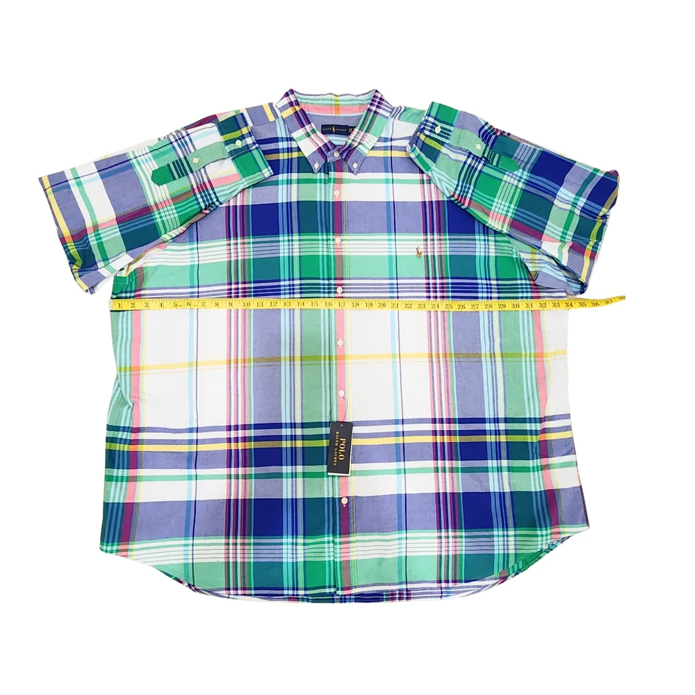 Polo Ralph Lauren Blue and Green Plaid‎ Classic Fit Shirt, 4XB
